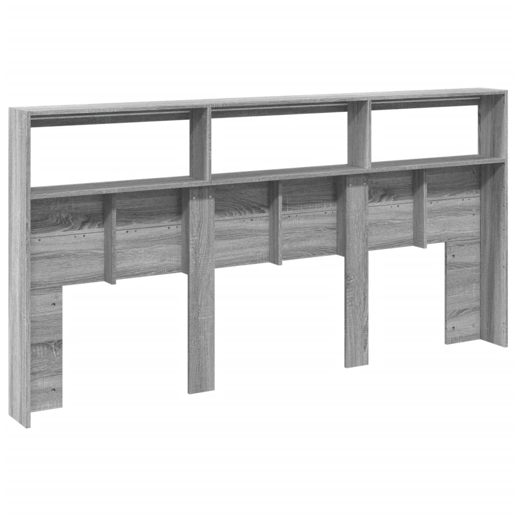 Headboard Cabinet with LED Grey Sonoma 200x17x102 cm